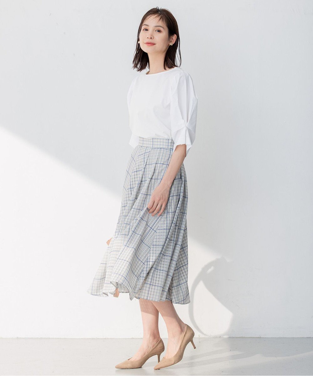 組曲 L 【洗える】プレーティングコンビブロー カットソーブラウス 