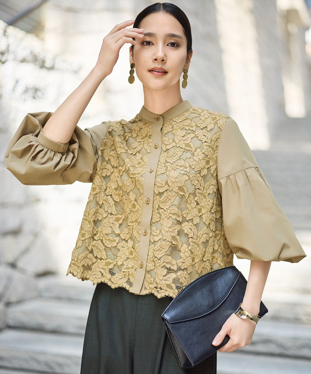 自由区 【SHIHOさん着用】レースブロッキング ブラウス 