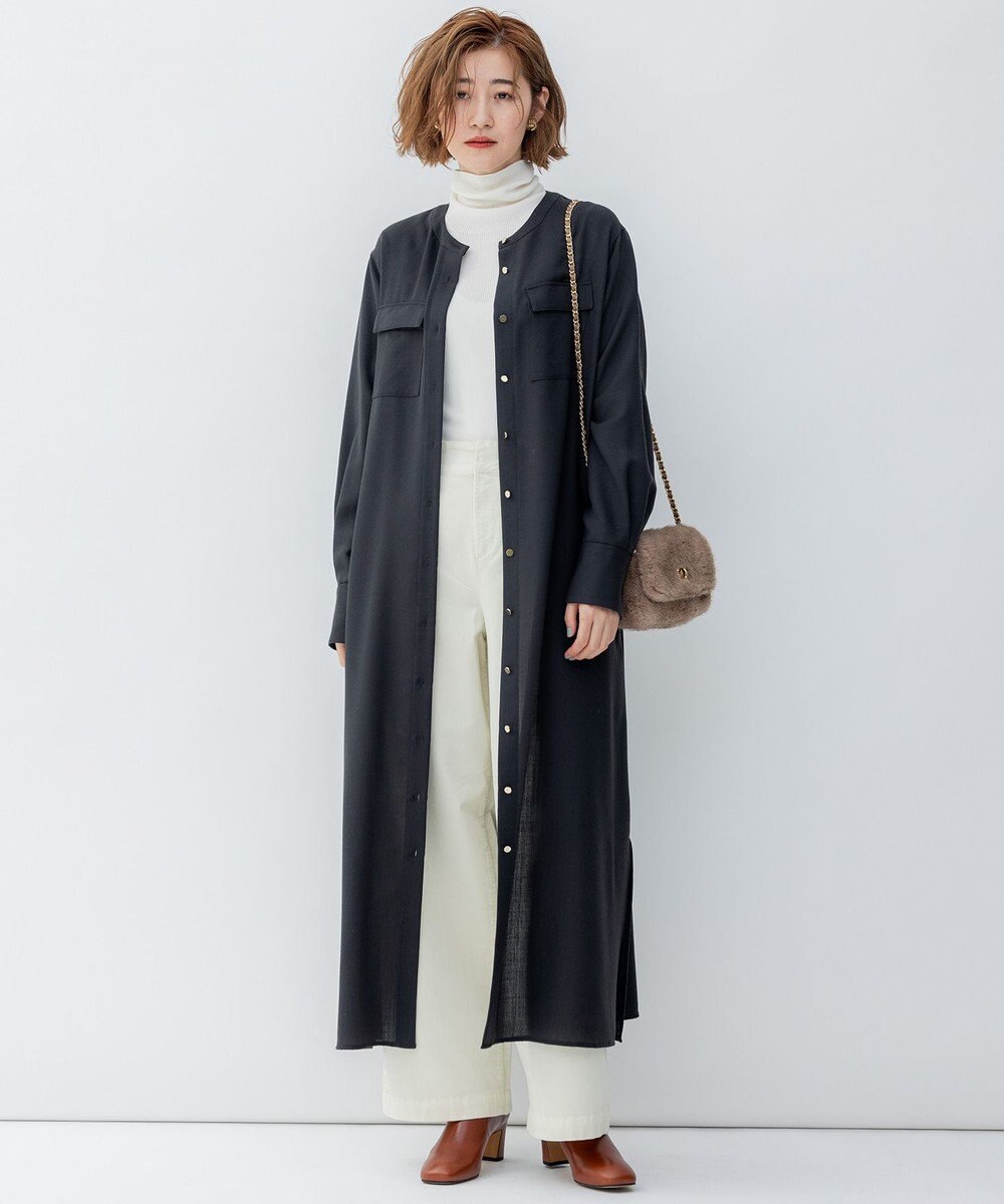 23区 L ポリエステルウール シャツワンピース 