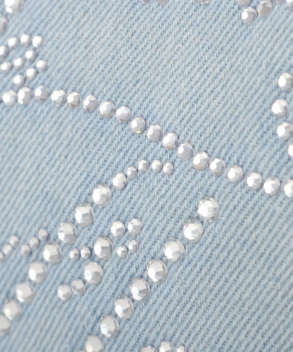 Maison de FLEUR チュールハンドルラインストーンデニムトート 