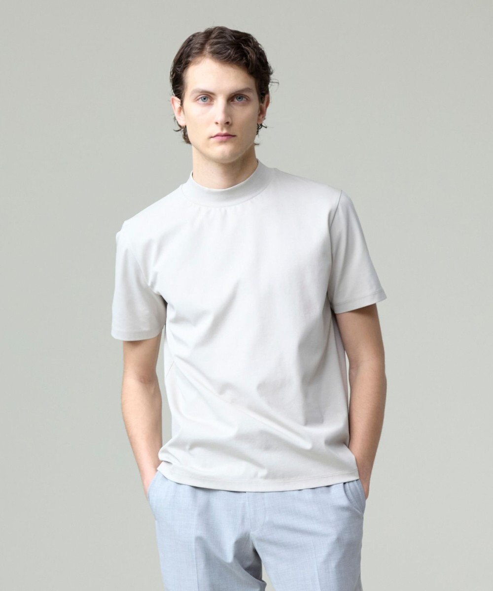 J.PRESS MEN シルクのような光沢感の上品Tシャツ【UVカット / 接触冷感 / 吸水速乾】【J.PRESS PREMIUM JERSEY】ポンチモックネック Tシャツ 