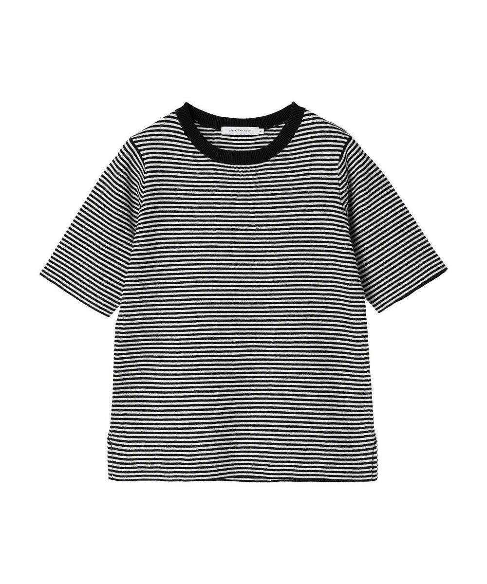 AMERICAN HOLIC ５分袖リブニットプルオーバー 