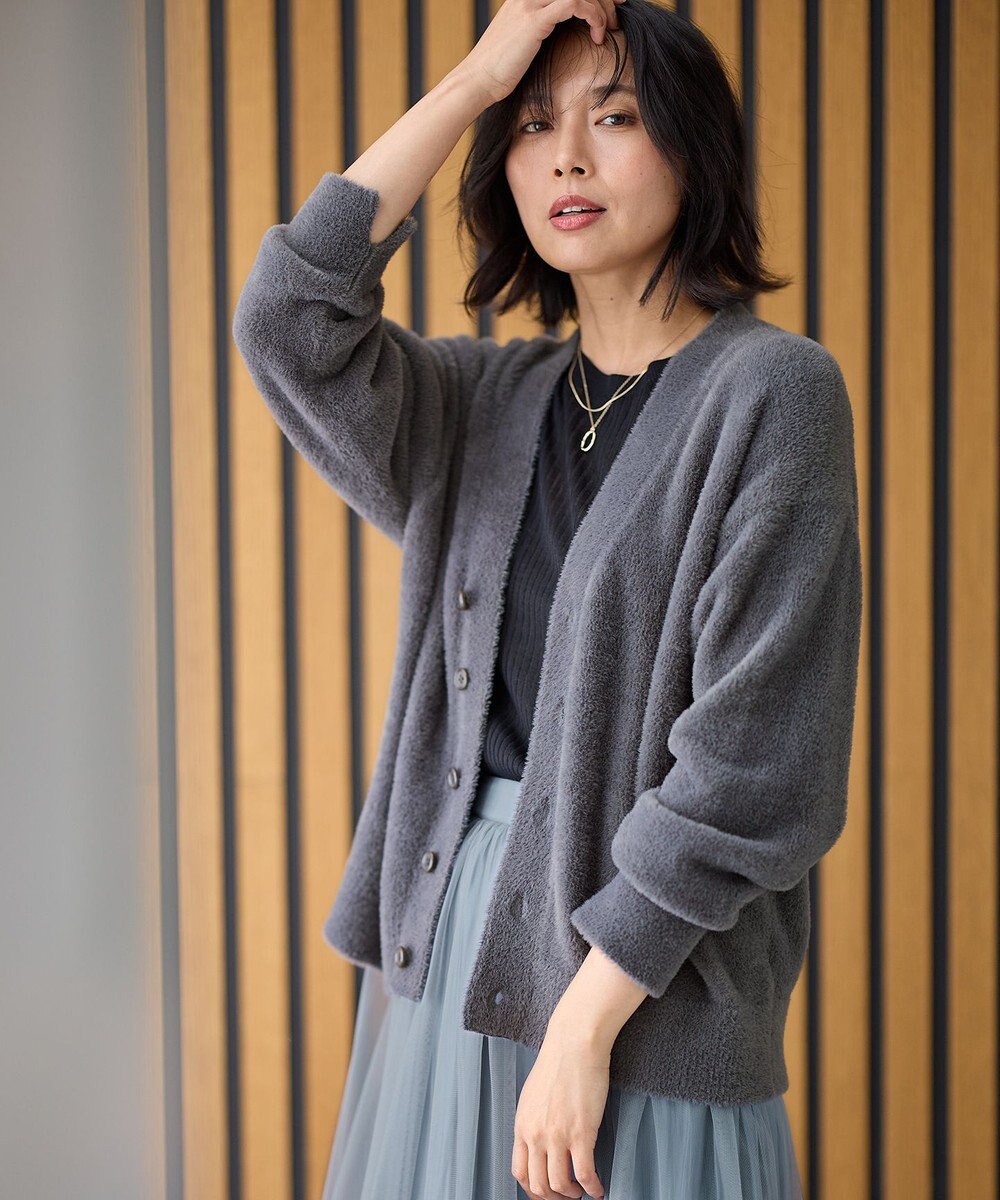 ANY 【洗濯機可】フェザーニットカーディガン 