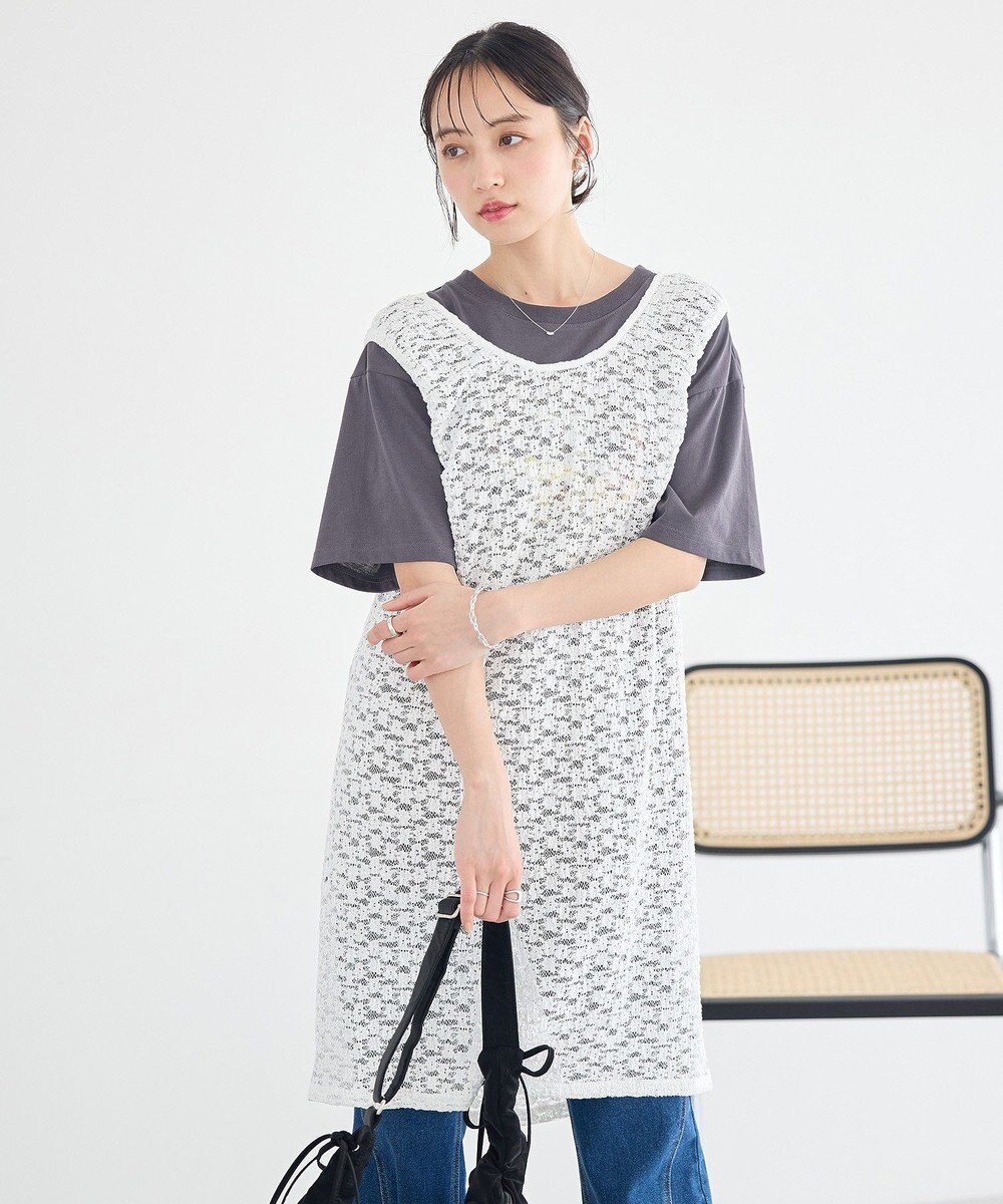 earth music&ecology 【2WAY】レースギャザーワンピース 