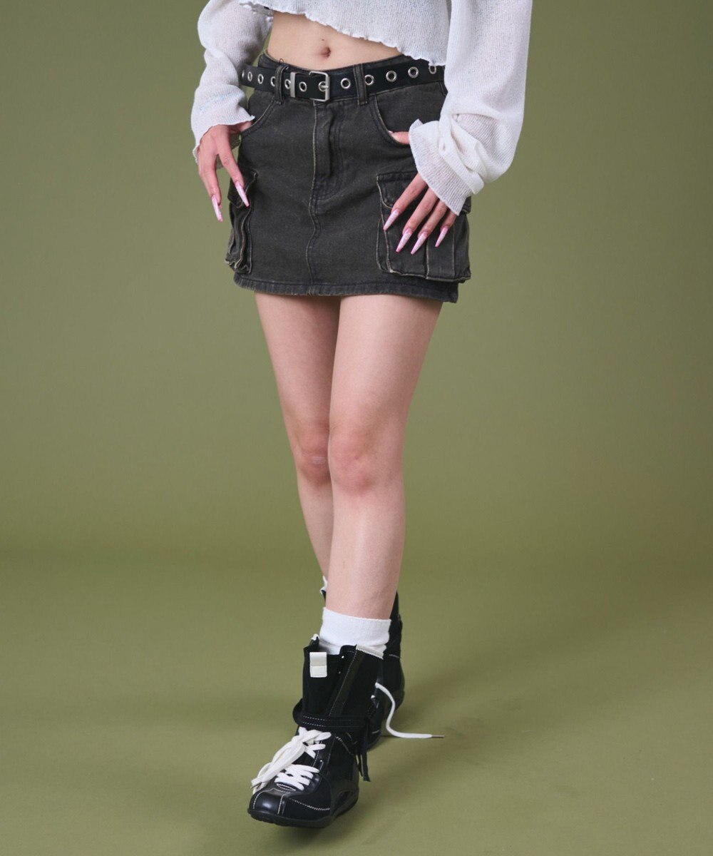 WEGO ハトメベルトカーゴデニムスカパン 