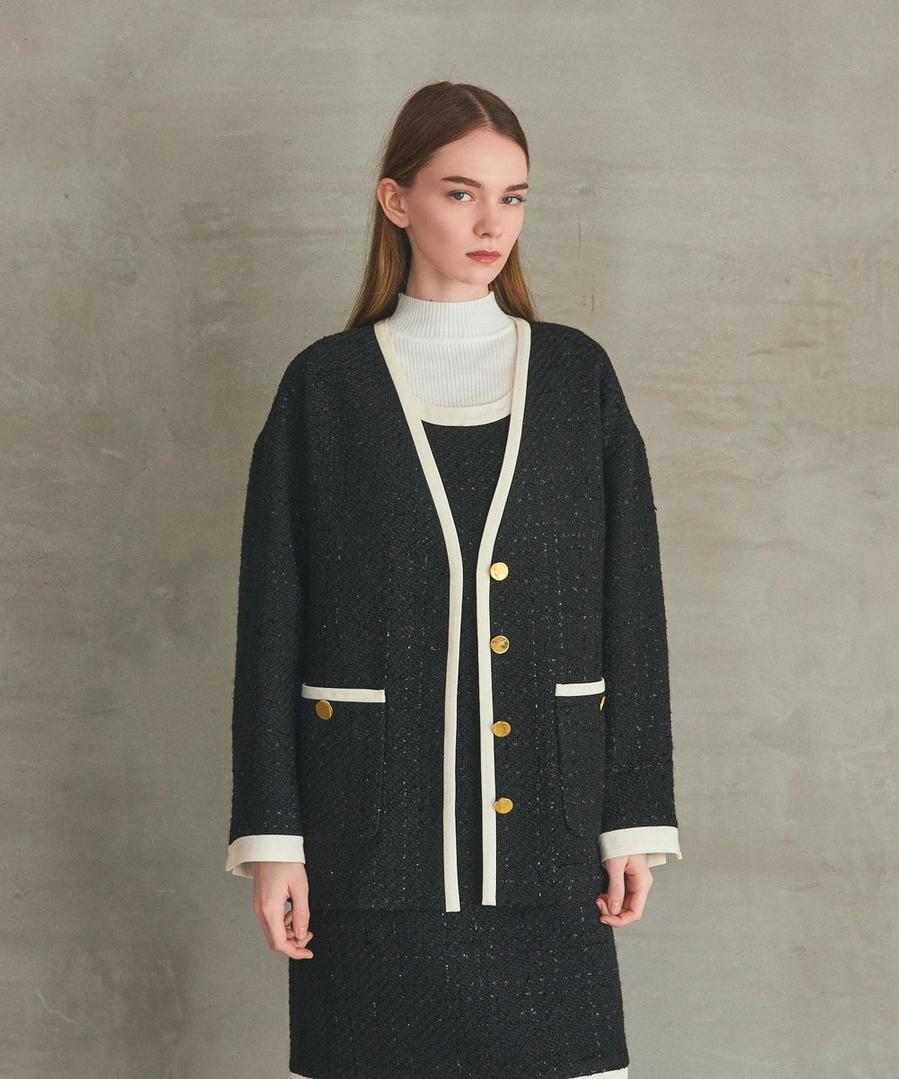 GRACE CONTINENTAL ツイードトリミングジャケット 