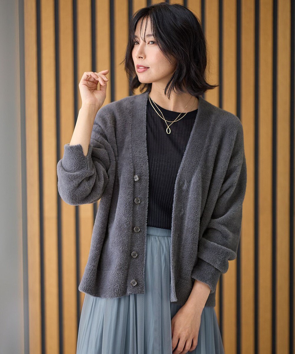 ANY 【洗濯機可】フェザーニットカーディガン 