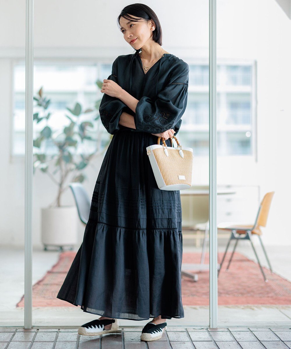 23区 【洗える】ブロドリーダンテル ティアードスカート 