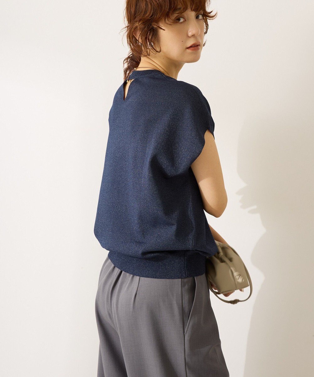 AMERICAN HOLIC 【WEB限定】接触冷感ラメフレンチスリーブニットプルオーバー 