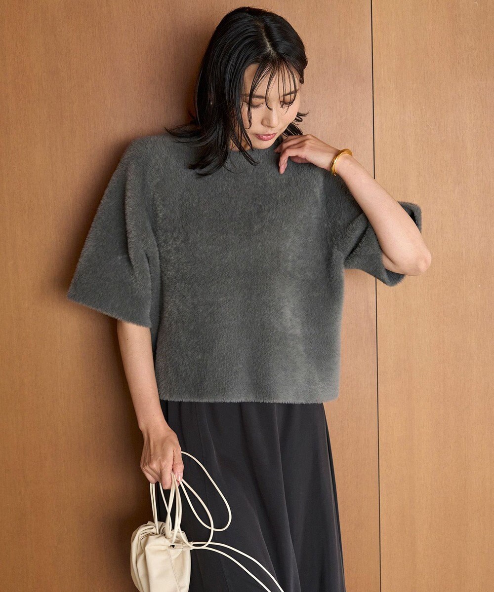 UNFILO L ナイロンシャギー  ハーフスリーブ プルオーバー 