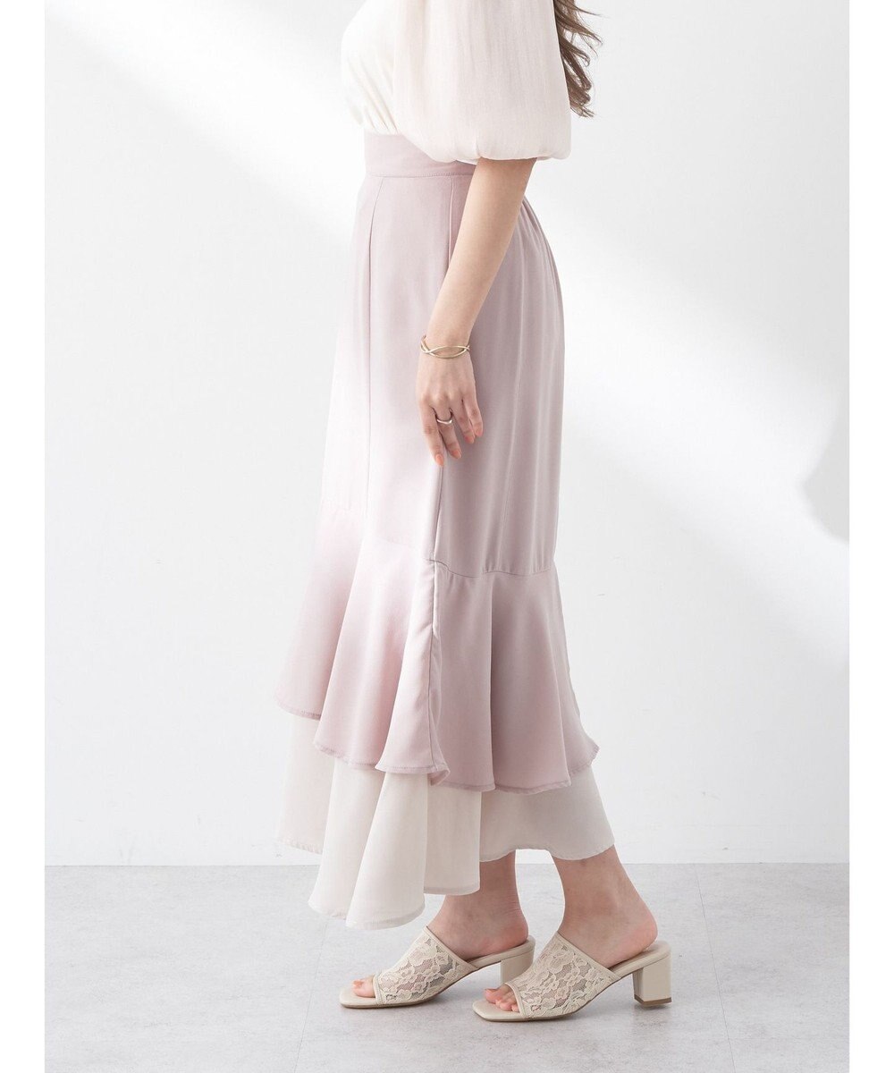 earth music&ecology バイカラーラッフルヘムスカート 