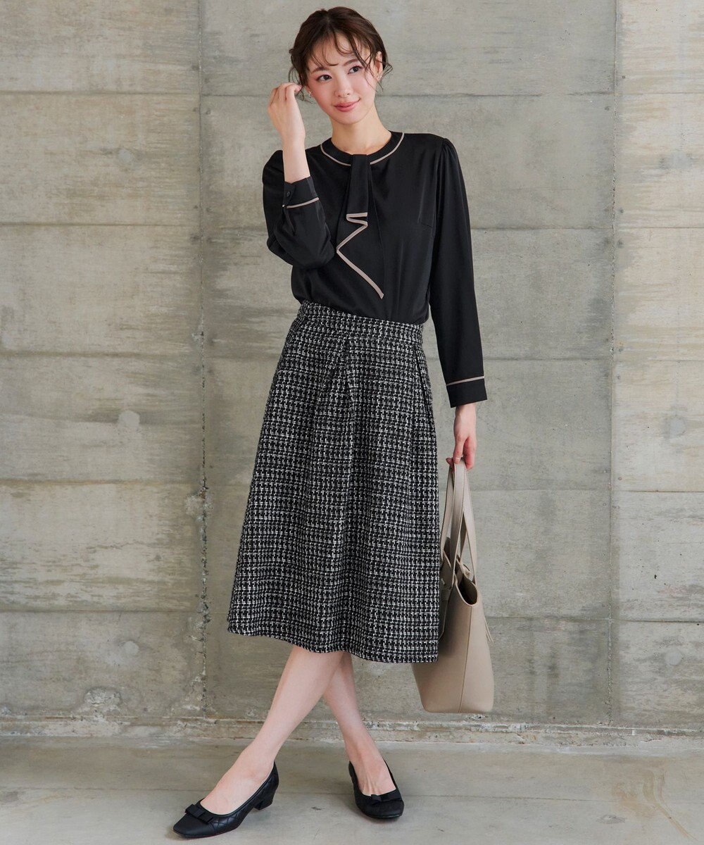 Tiaclasse 【2WAY・洗える】取り外し可能な​配色パイピングボウタイブラウス 