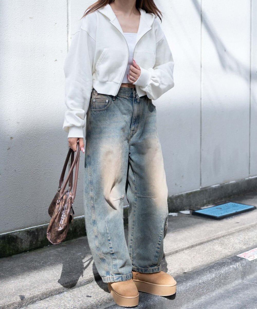 WEGO 【あったか】裏起毛Wジップショートパーカー 