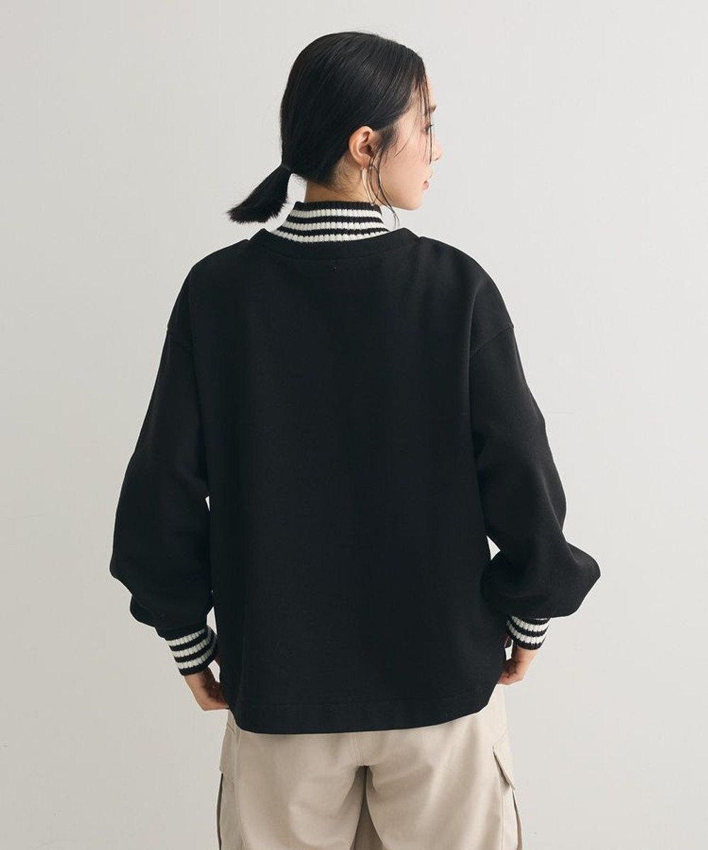 Green Parks 配色リブニットドッキング裏起毛プルオーバ 