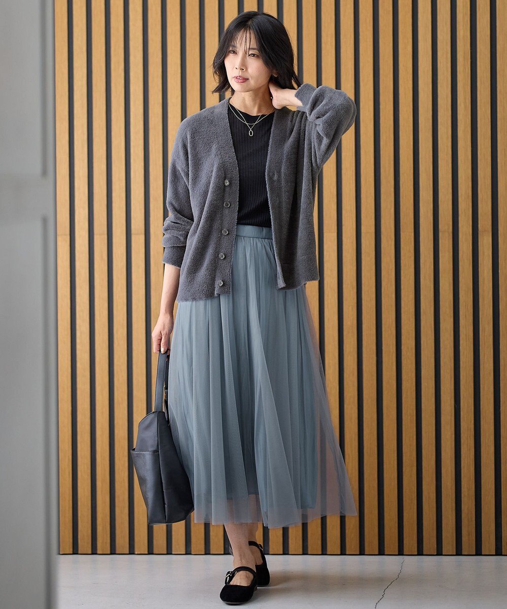 ANY 【洗濯機可】フェザーニットカーディガン 