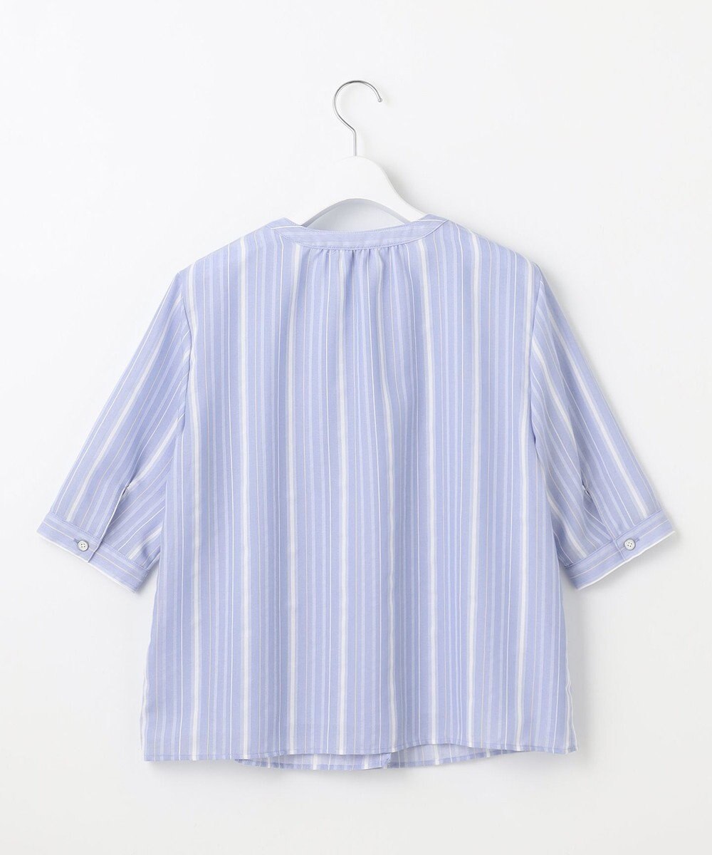 J.PRESS LADIES 【洗える】SHEERストライプ クルーネック ブラウス 