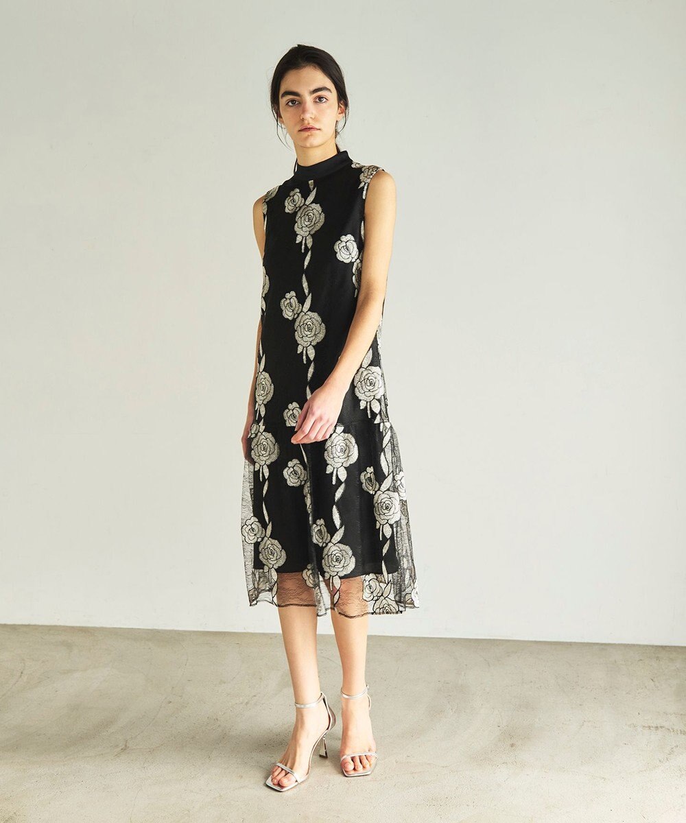 GRACE CONTINENTAL ハイネック刺繍ワンピース 