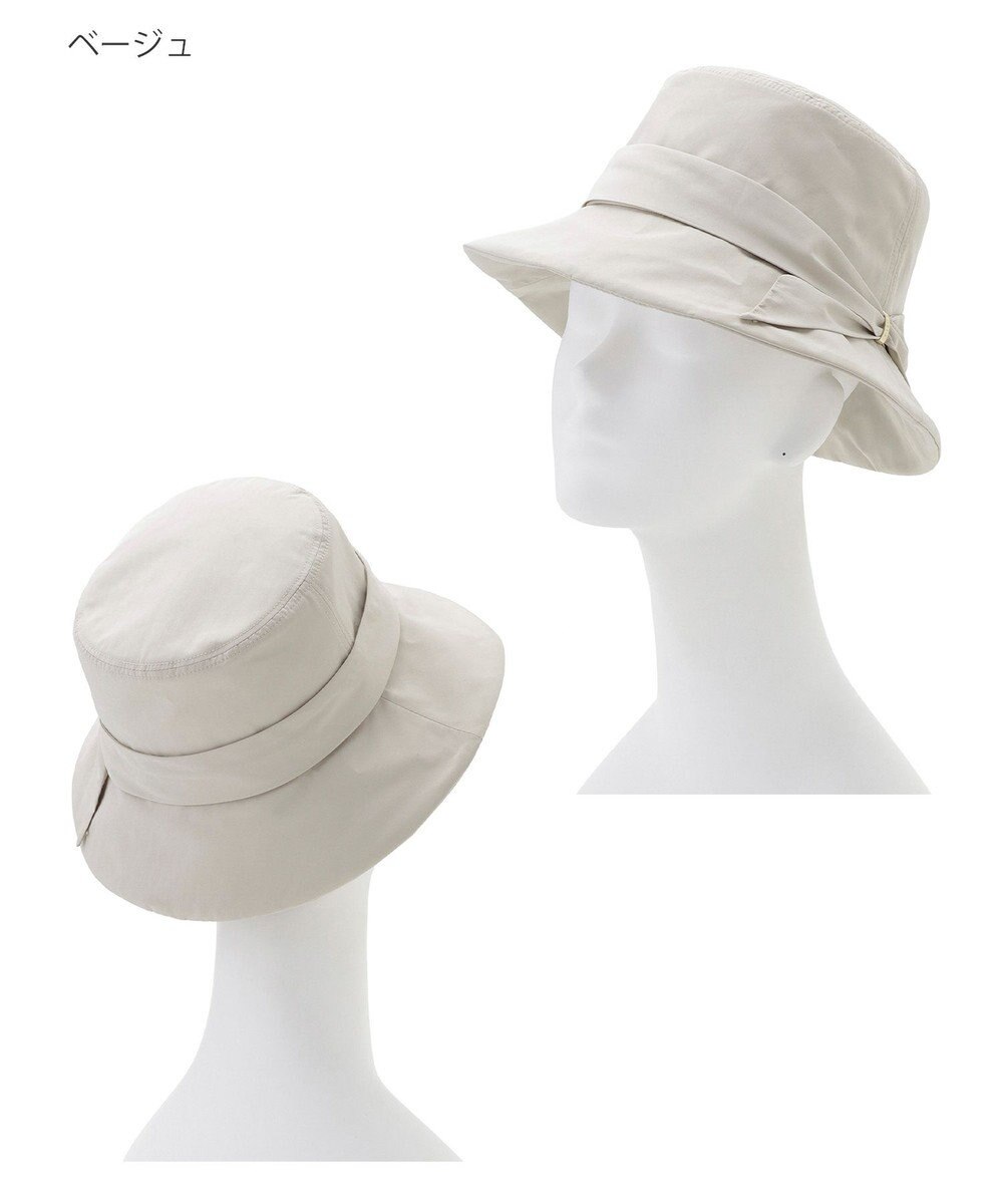 MOONBAT 【遮光100％・遮熱】FURLA(フルラ)リボン巻きダウン ハット 帽子 ロゴチャーム サイズ調整 撥水性 