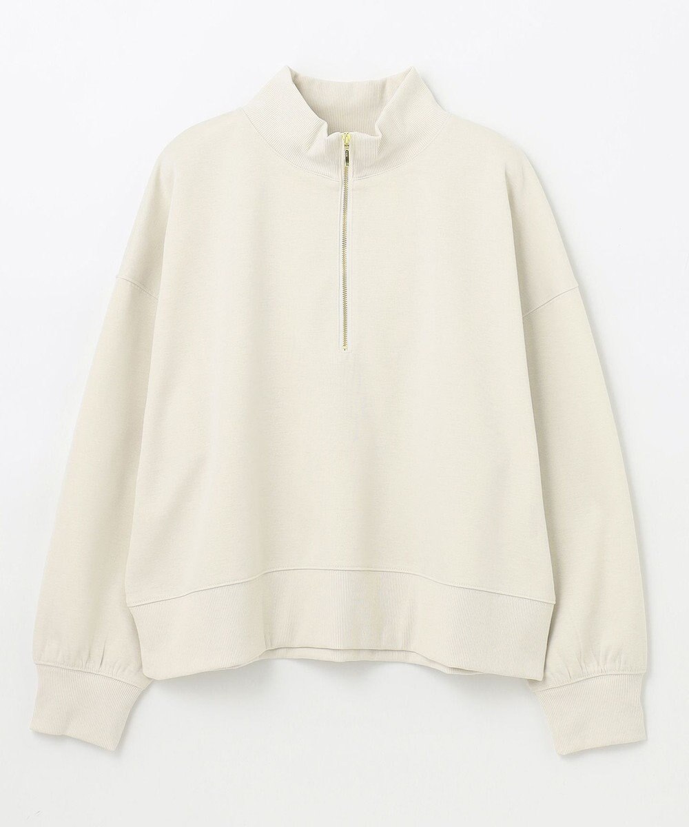 ANY 【洗濯機可】クロップド丈ダンボールハーフジッププルオーバー 