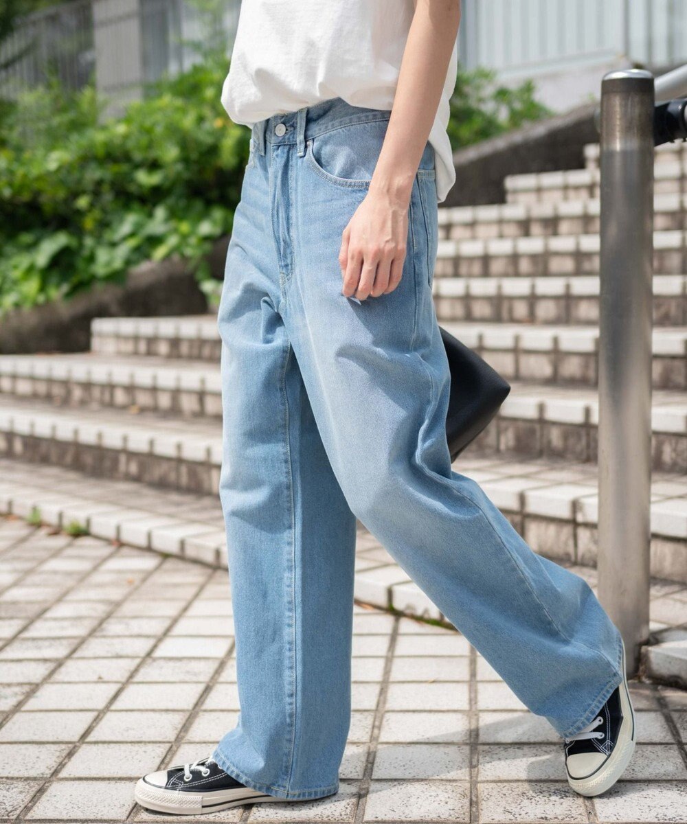 WEGO 【ユニセックス着用ITEM/SMLサイズ展開】デニムストレートパンツ 