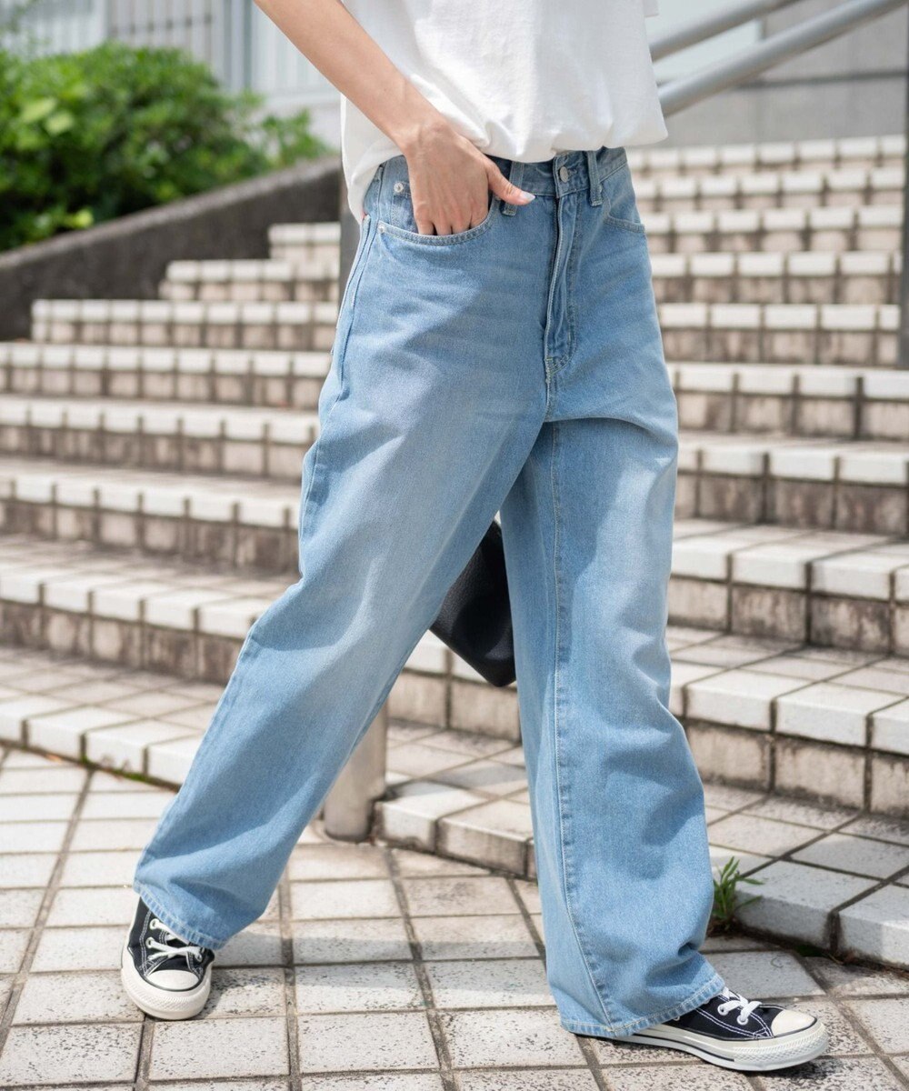 WEGO 【ユニセックス着用ITEM/SMLサイズ展開】デニムストレートパンツ 