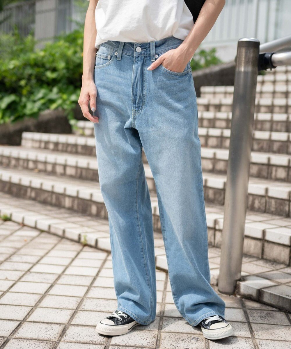 WEGO 【ユニセックス着用ITEM/SMLサイズ展開】デニムストレートパンツ 