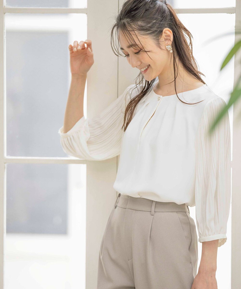 ANY SIS S 【洗える】プリーツスリーブ ブラウス 