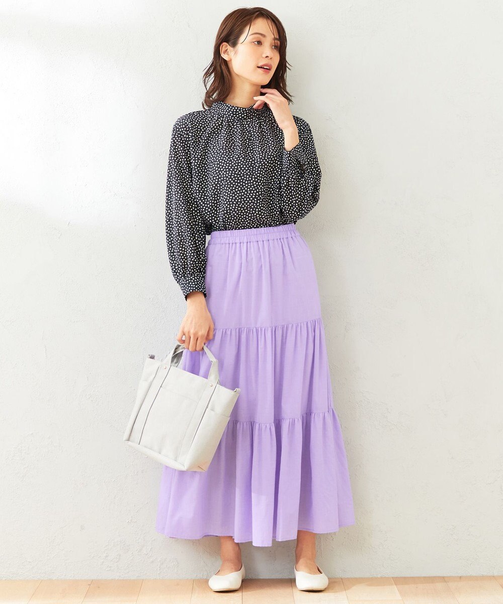 ANY 【ウエストゴム】シャンブレーライクティアード スカート 