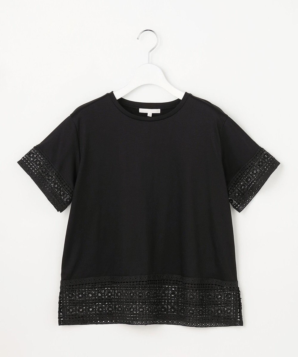 自由区 ナチュラルコットンハイゲージレースドッキング Tシャツ 