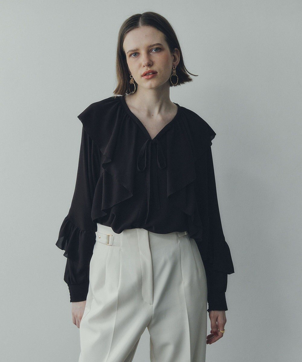 YECCA VECCA シアーラッフルブラウス 