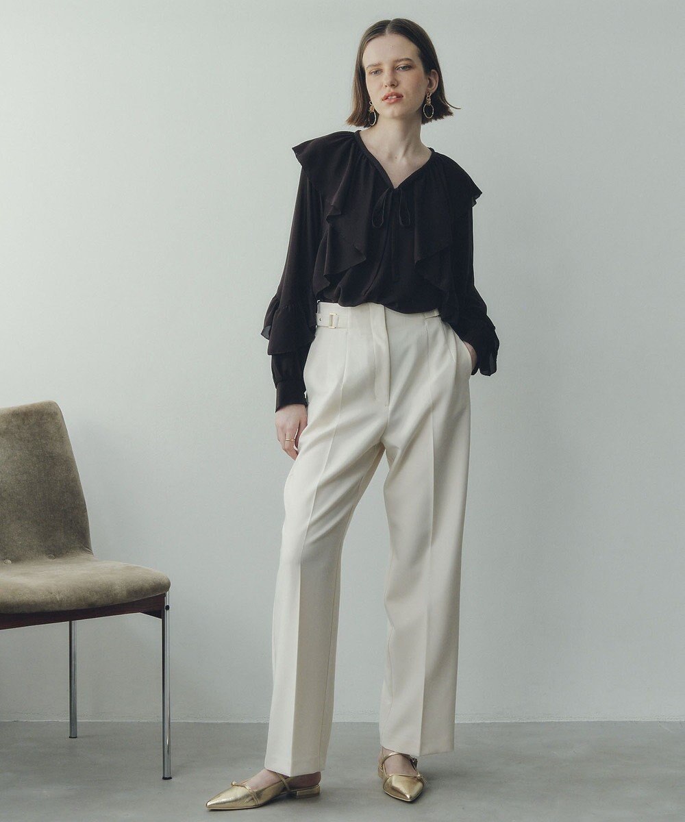 YECCA VECCA シアーラッフルブラウス 