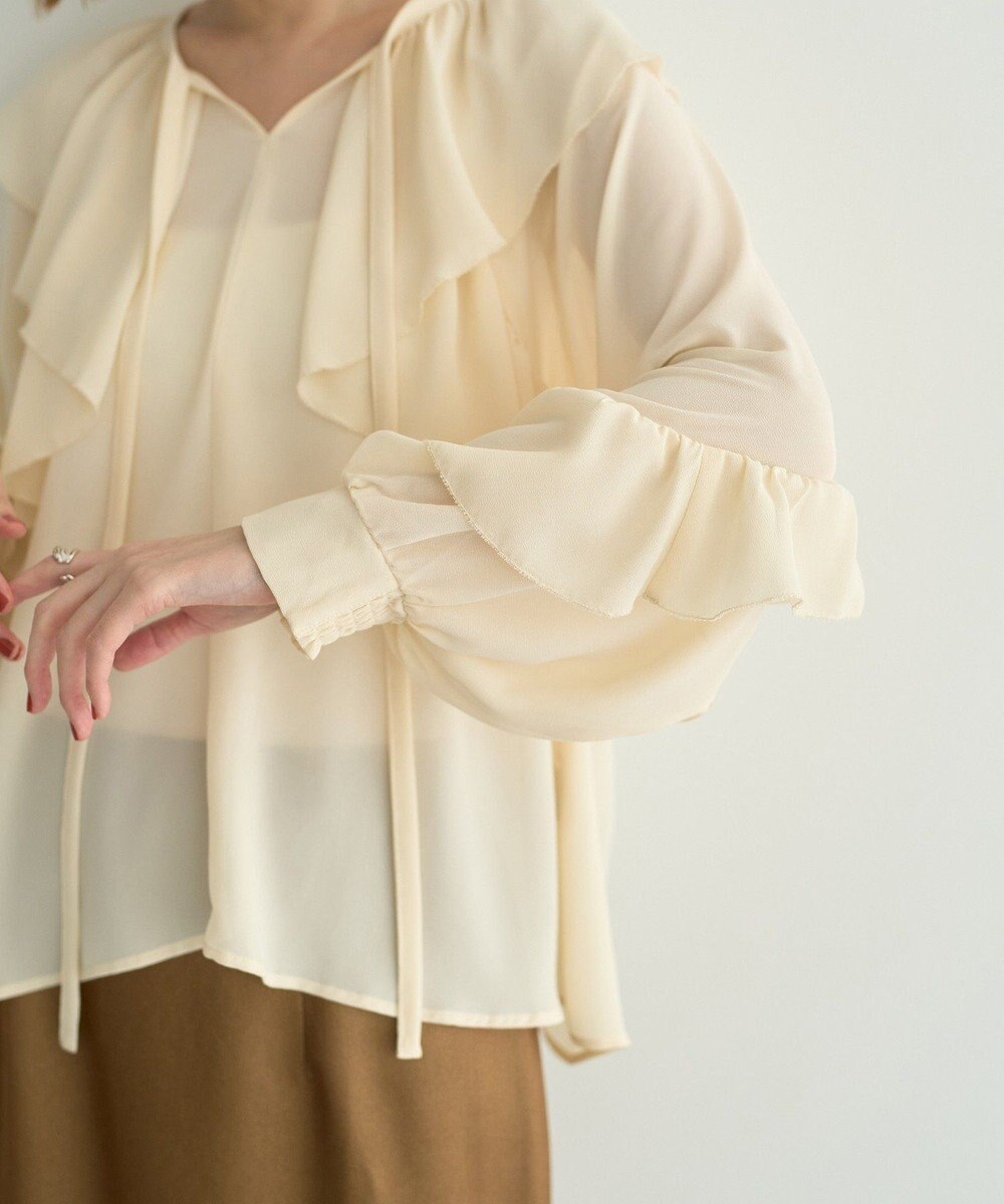 YECCA VECCA シアーラッフルブラウス 