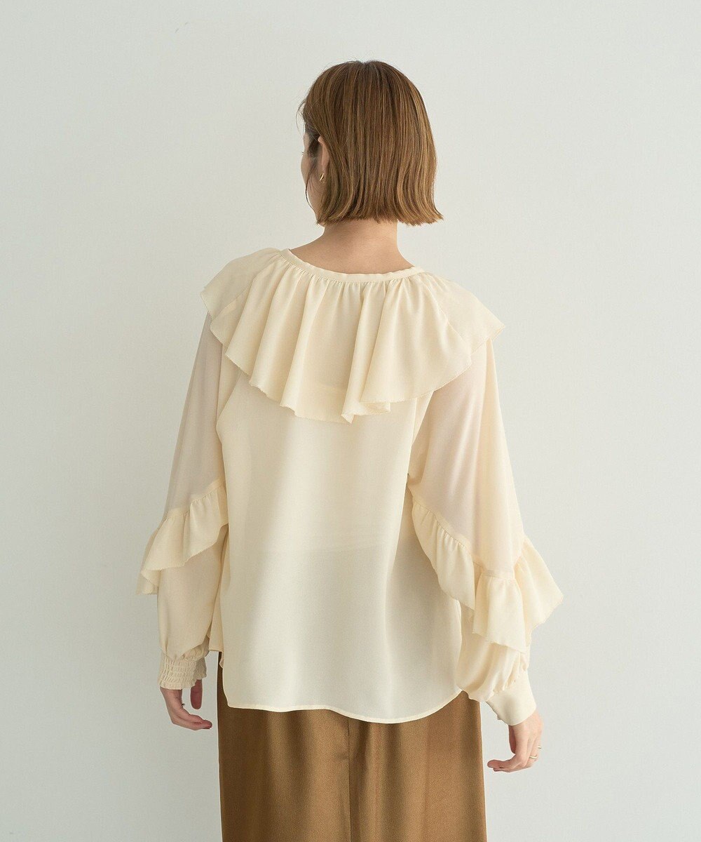 YECCA VECCA シアーラッフルブラウス 