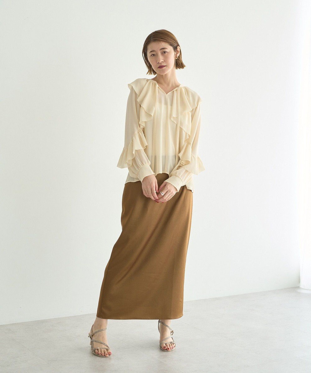 YECCA VECCA シアーラッフルブラウス 