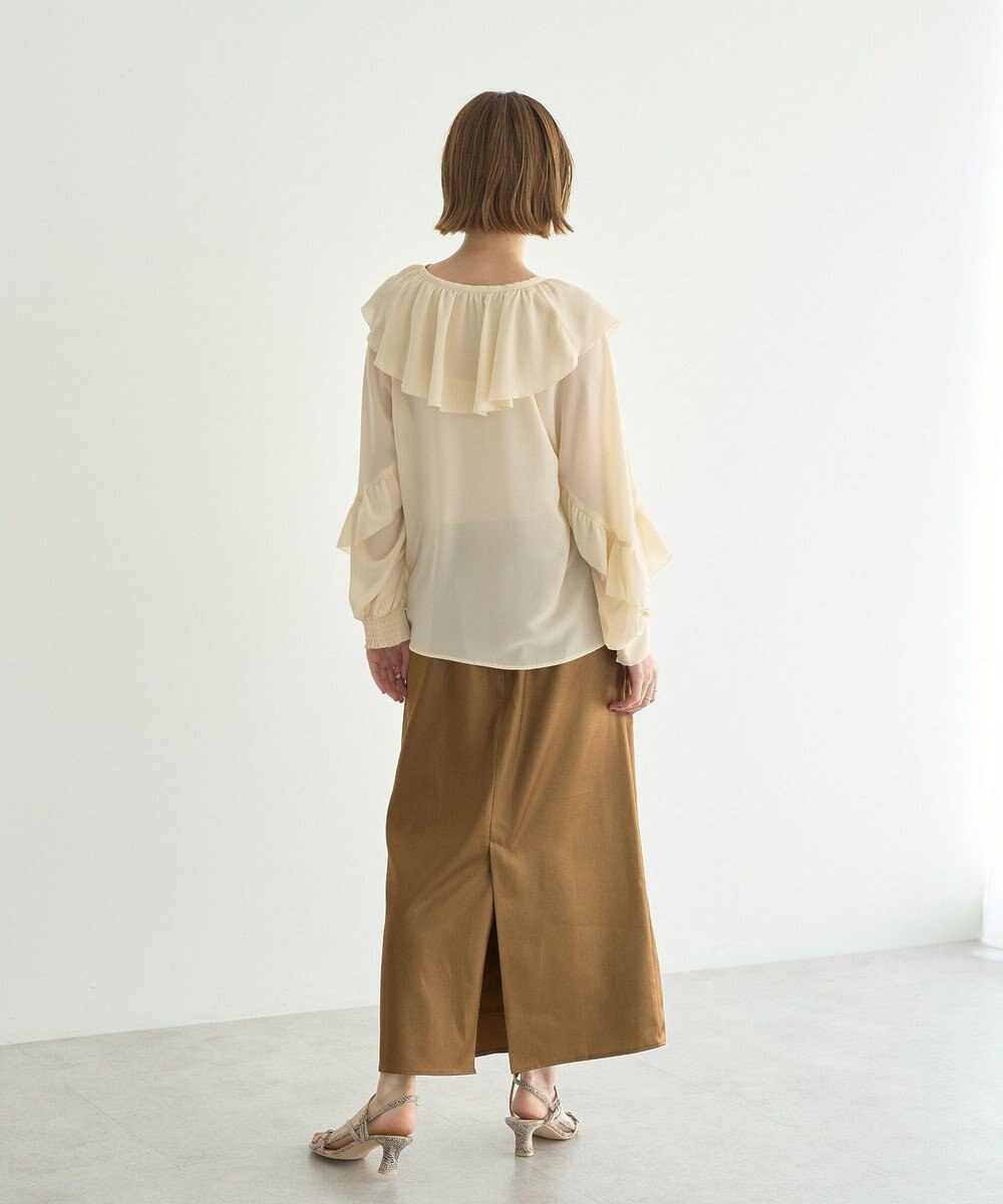 YECCA VECCA シアーラッフルブラウス 