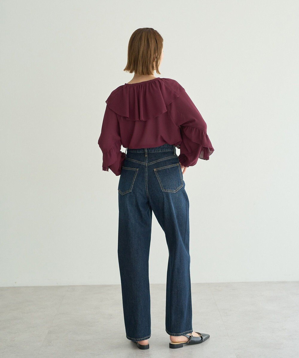 YECCA VECCA シアーラッフルブラウス 