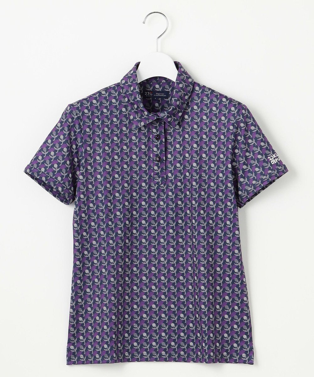 23区GOLF 【WOMEN】【吸水速乾/UVカット】アザミ小紋柄半袖ポロシャツ 