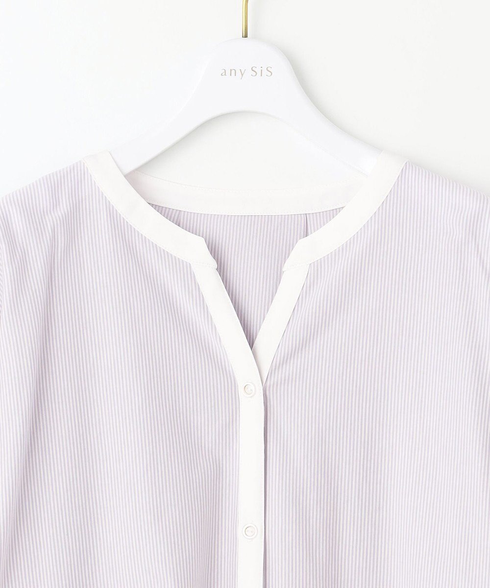 ANY SIS S 【洗える】シルケットストライプスキッパー カットソー 
