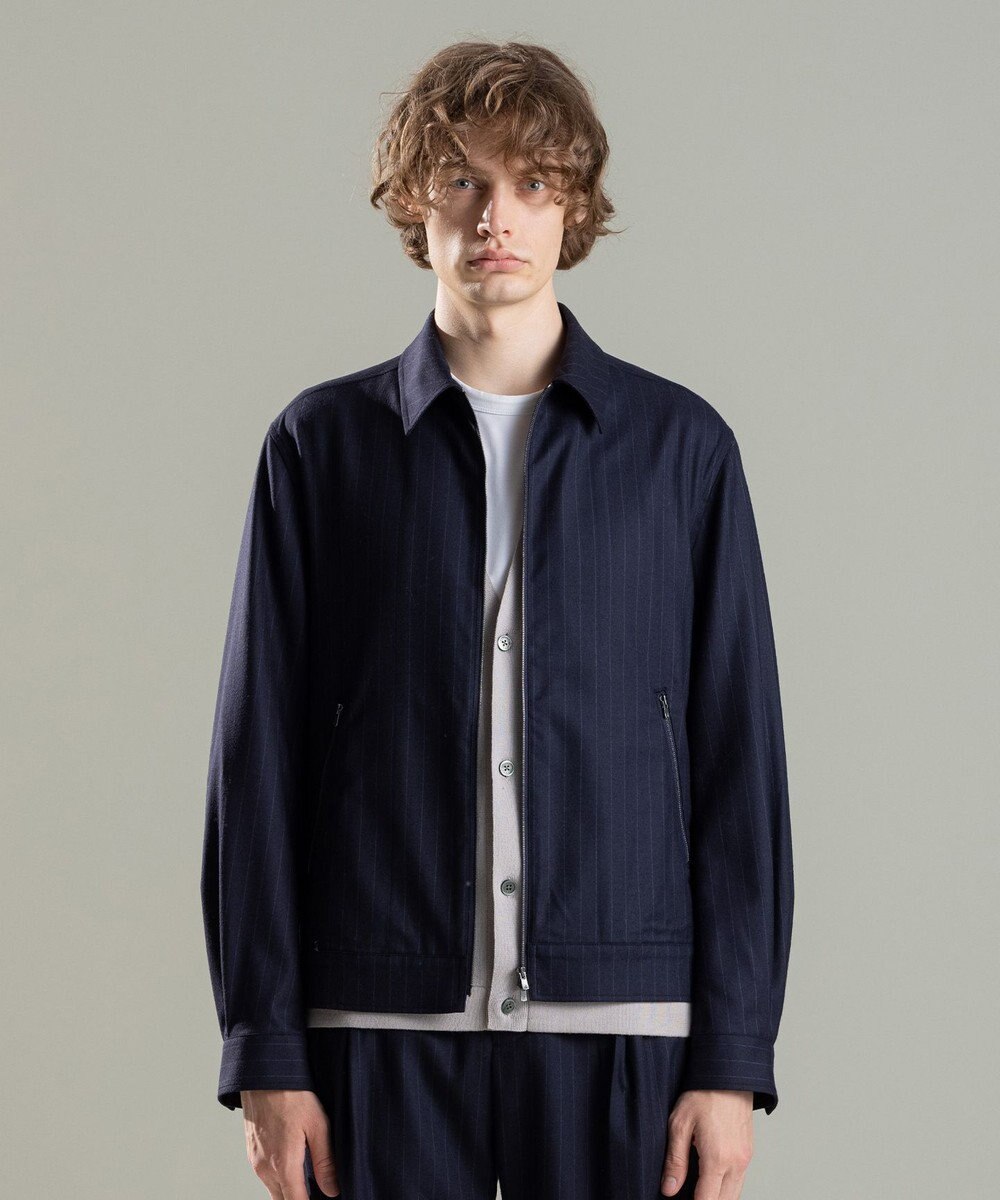 JOSEPH HOMME SAXONY PINSTRIPE ZIP UP JACKET 