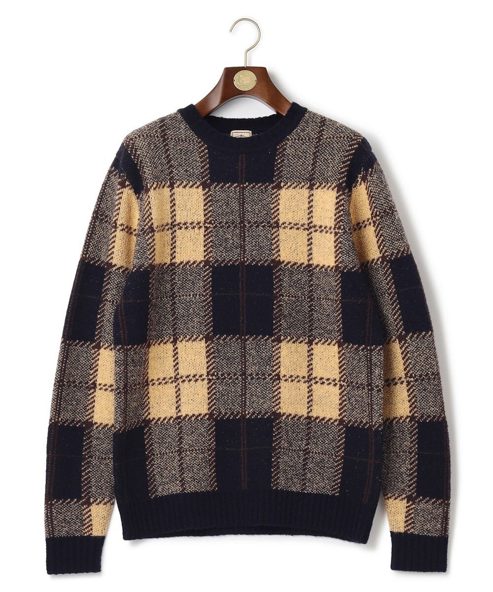 J.PRESS MEN ブークレジャガード ブラックウォッチクルー ニット 