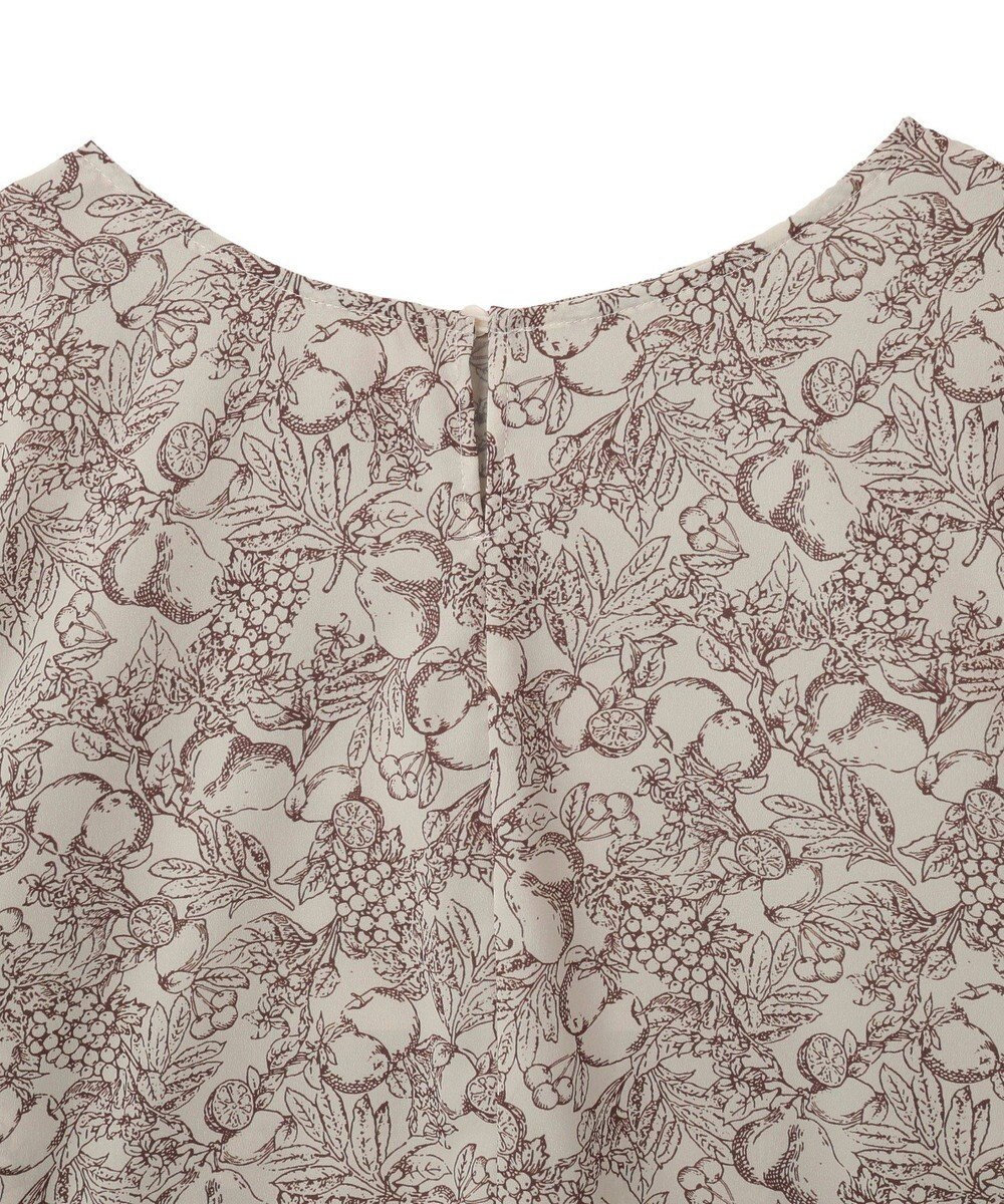 YECCA VECCA ラインフルーツ柄ラッフルブラウス 