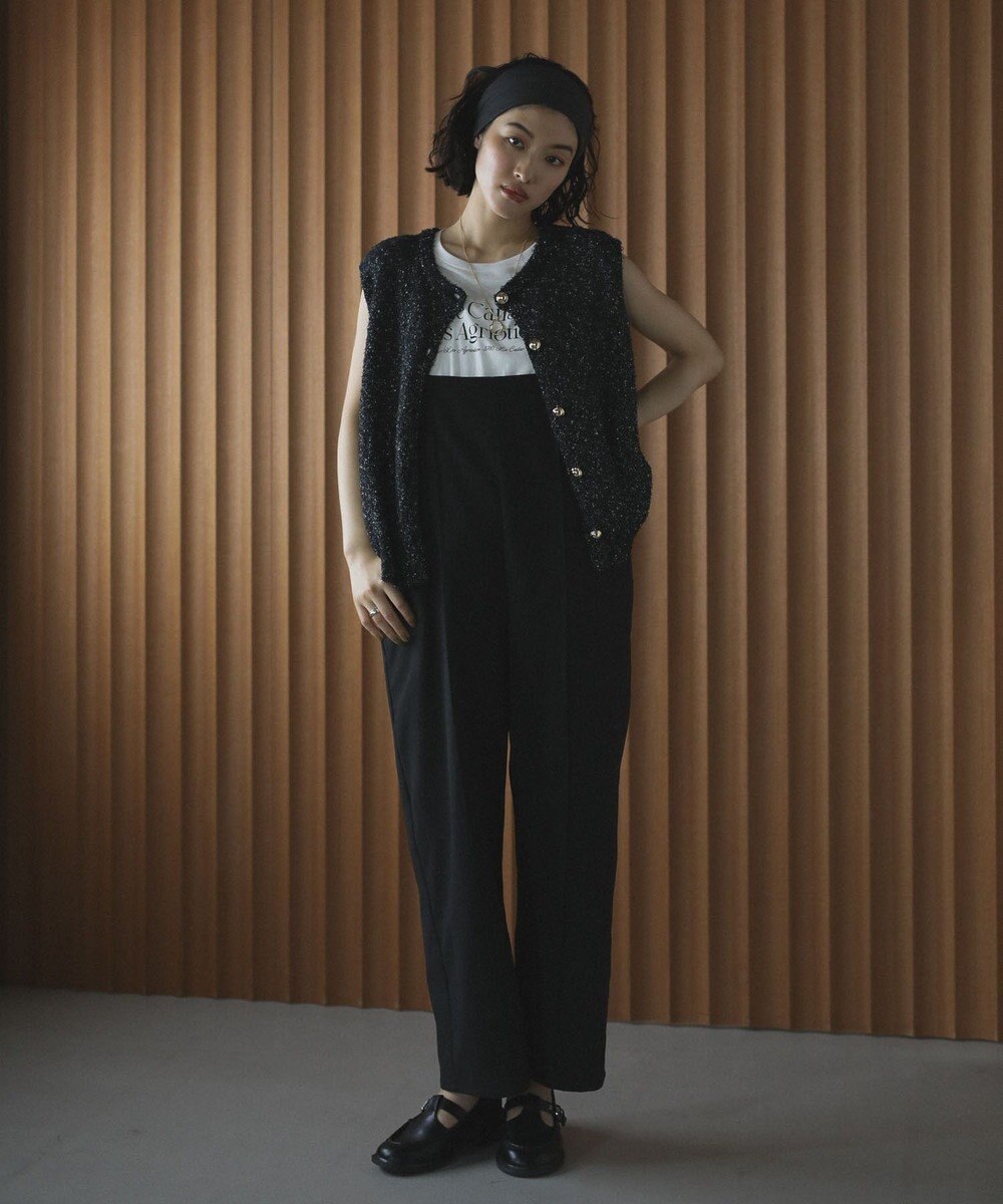 Green Parks ツィード風金釦ニットベスト 