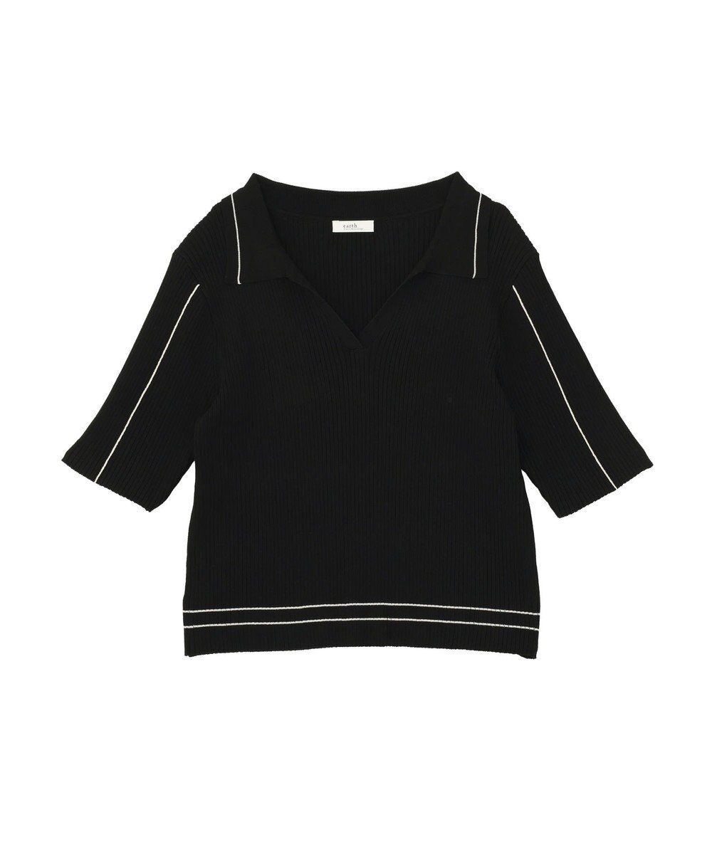 earth music&ecology 【予約】ラインカラーポロニット 