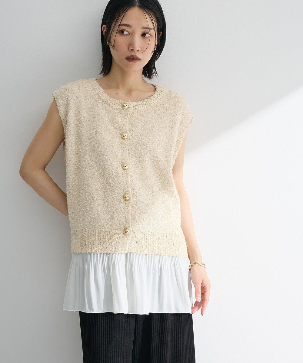 Green Parks ツィード風金釦ニットベスト 