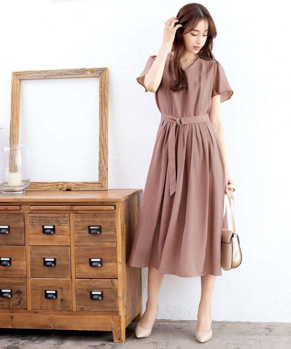 Tiaclasse 【洗える】大人上品なシアータックワンピース 