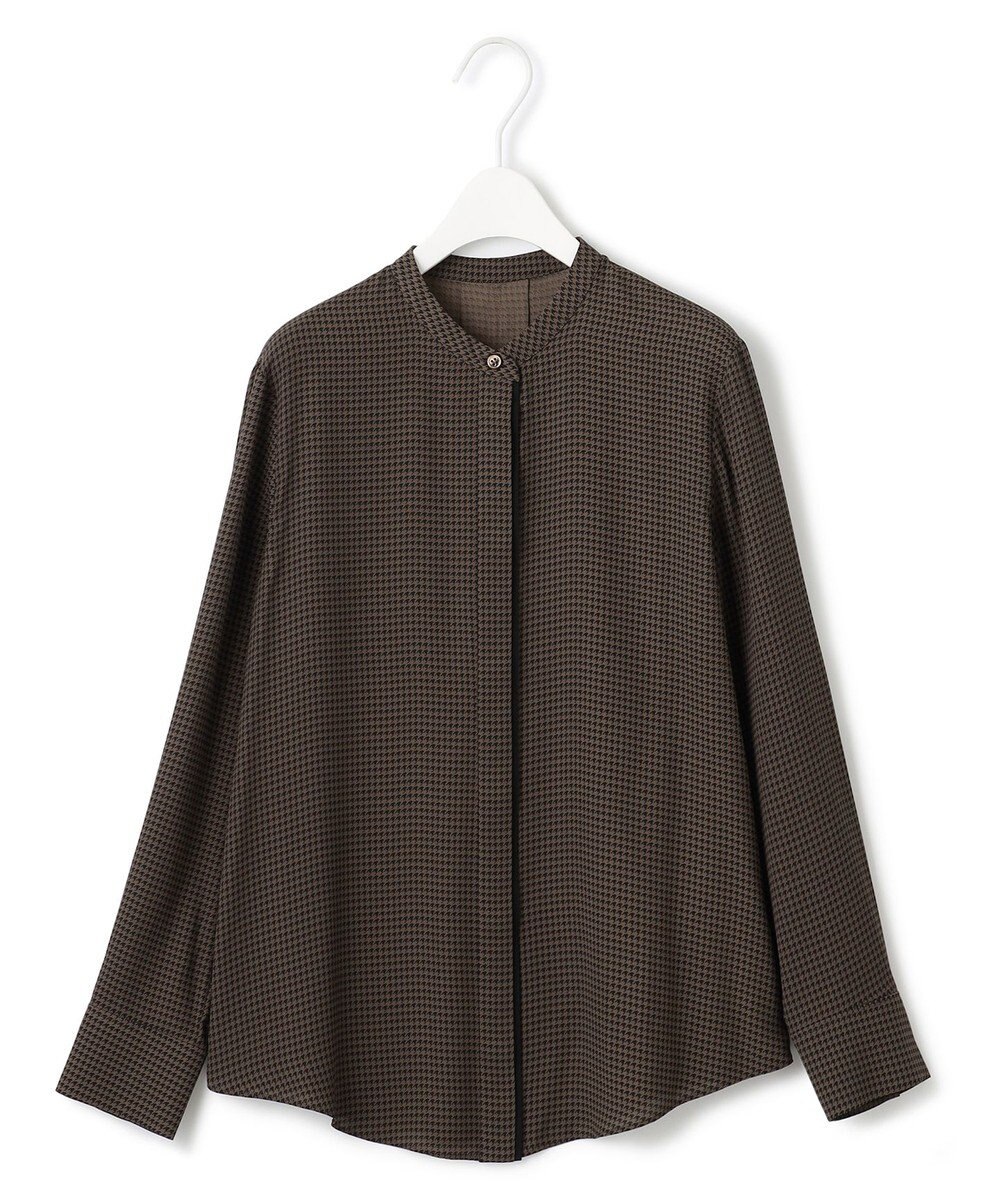 ICB L 【接触冷感・UVケア・速乾・洗える】BackSatinAmunzen バンドカラーブラウス 