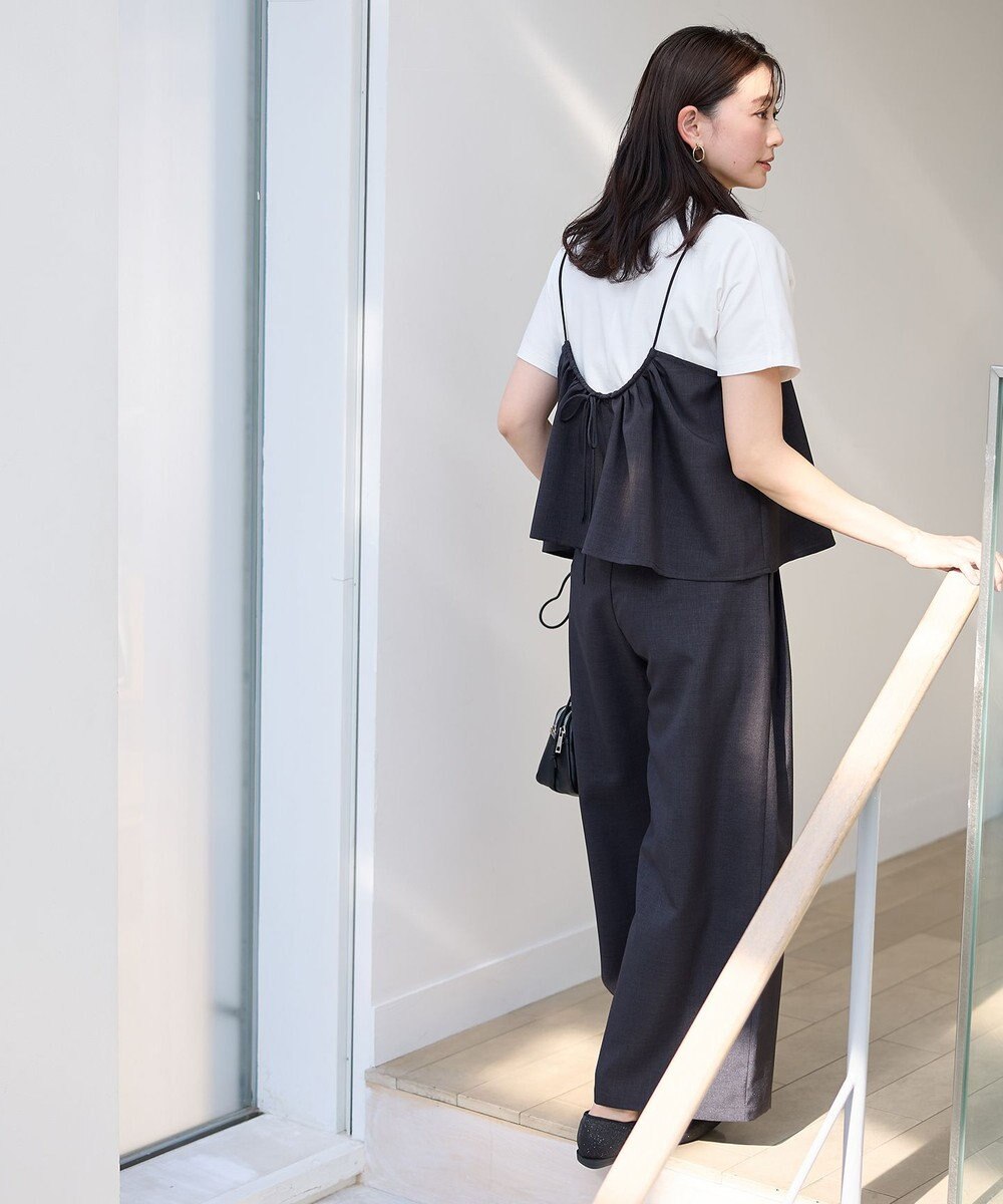 ANY 【2SET/洗濯機可】テックリネンキャミソール×パンツセットアップ 