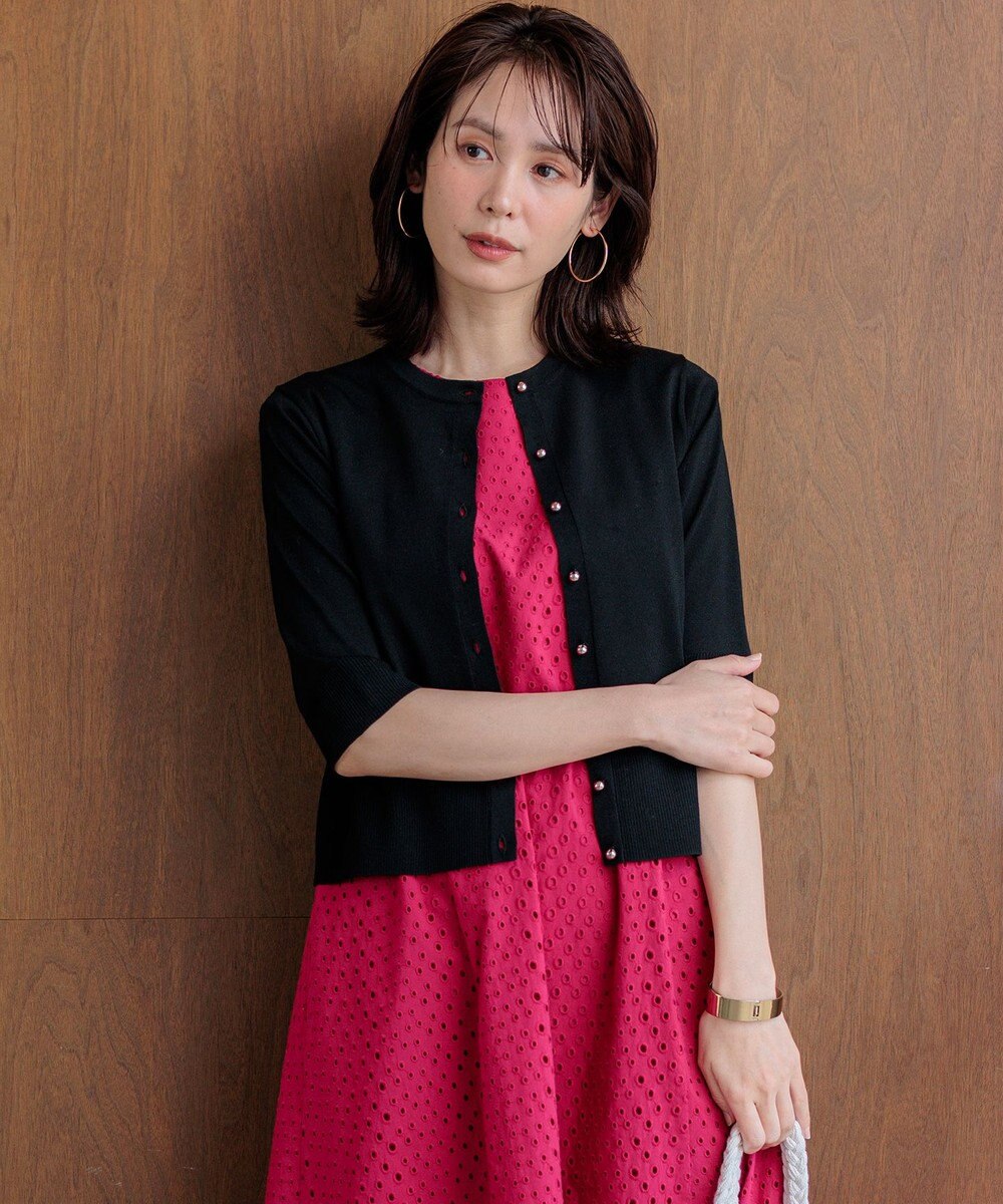 組曲 【先行予約】シアーニット5分袖 カーディガン 