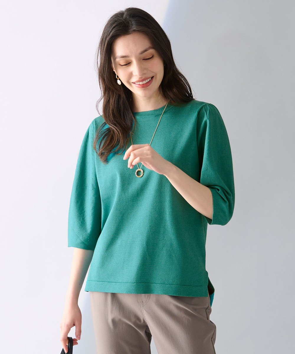 ANY 【洗濯機可】パフスリーブニットプルオーバー 