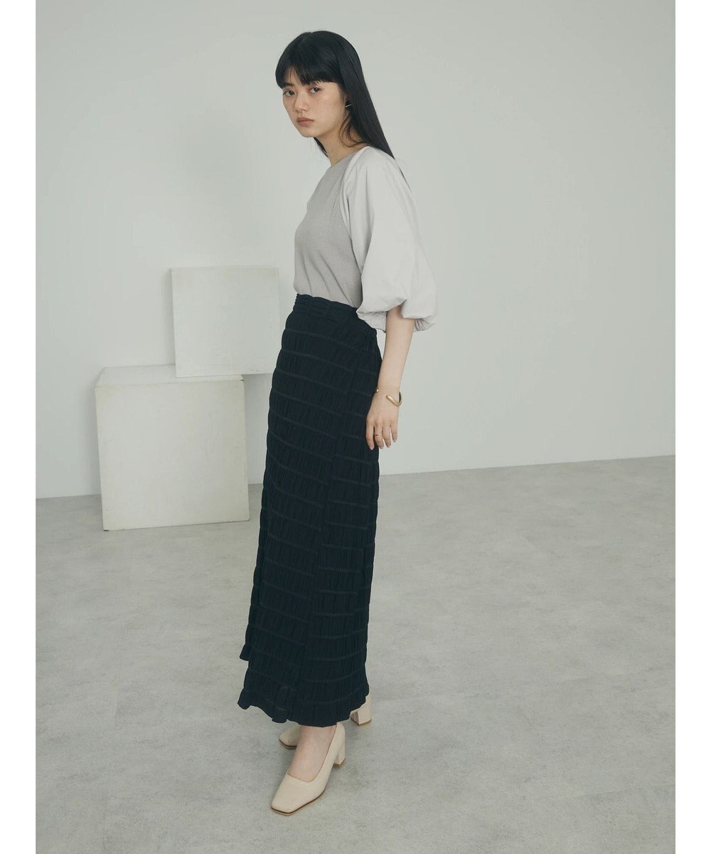 Green Parks armonia．袖布帛ニットプルオーバー 